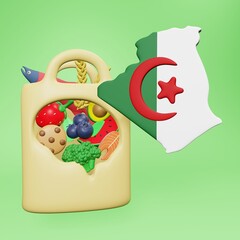 3d depiction of nutritional needs and consumption for a healthy brain in Algeria