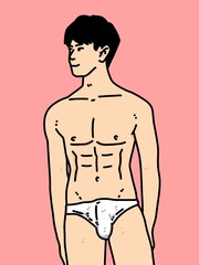 Fototapeta premium cute man cartoon on red background