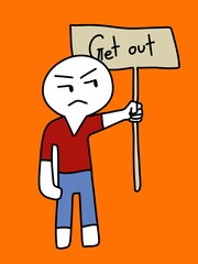 cute man cartoon on orange background