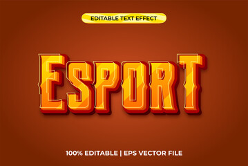 Esport 3d text effect with fire and  power theme. red typography template for game or film logo.