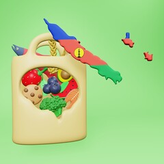 3d depiction of nutritional needs and consumption for a healthy brain in New Caledonia