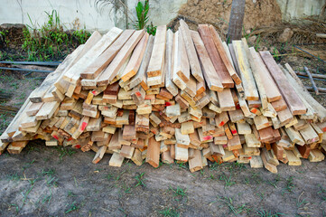 Materials and equipment prepared for building a house house structure