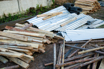 Materials and equipment prepared for building a house house structure