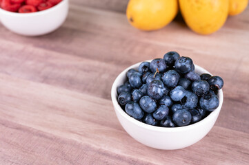 Fresh blueberries  in glass bowl