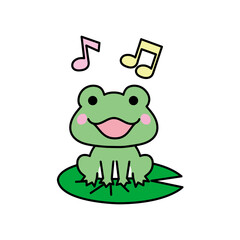 可愛いくてシンプルな歌を歌うカエルのイラスト