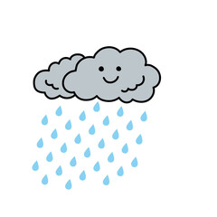 可愛くてシンプルな雨雲のイラスト
