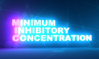 MIC - Minimum Inhibitory Concentration acronym. Neon shine text. 3D render