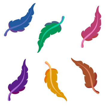 Plumas de diferentes colores con sombras