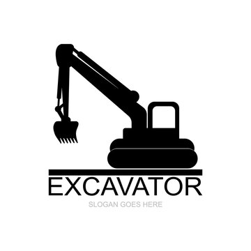Excavator icon logo free vector