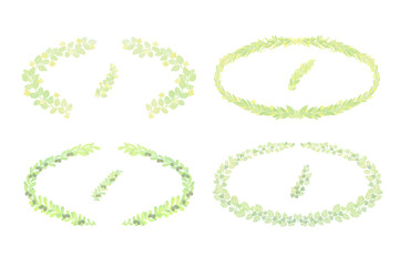 〘 オーバルリーフの飾り枠 〙ナチュラル.デコレーション.くすみカラー.セット