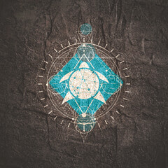 Mystical vintage gothic geometry symbol with turtle icon
