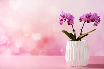 Valentine concept with orchid flower and hearts