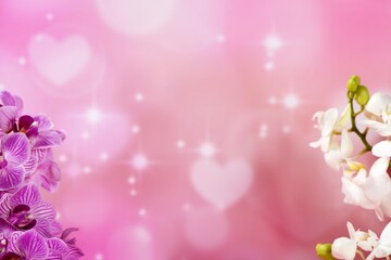 Valentine concept with orchid flower and hearts
