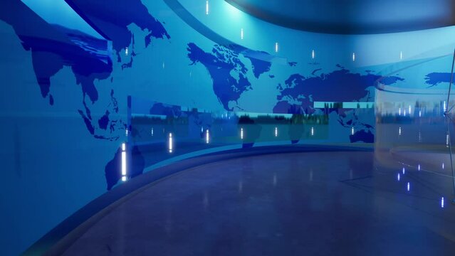 World Map background. news Studio Background for news report and breaking news on world live report.
