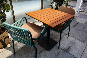 table and chairs in the garden