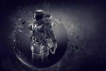 Fototapeta na wymiar Astronaut and space exploration theme.