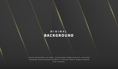 Minimal line black gold abstract background