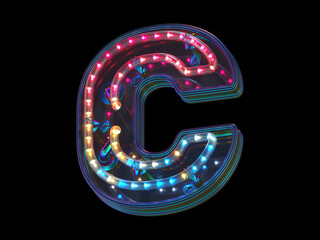 Colorful led font. Letter C