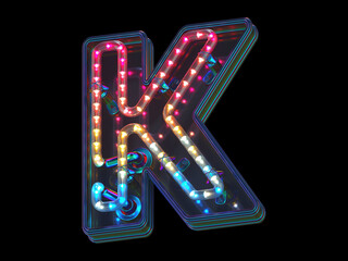 Colorful led font. Letter K