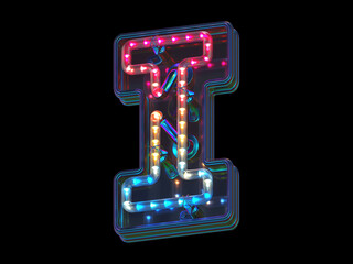 Colorful led font. Letter I