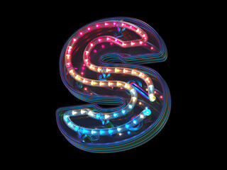 Colorful led font. Letter S