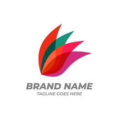 Obraz premium Vector Logo Template Design. Abstract Color Wings Icon Vector illustration. Colorful logo rainbow