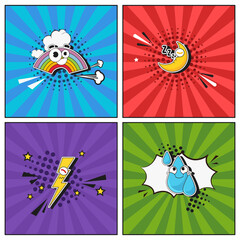 Hand drawn flat trendy cartoon elements collection Weather report