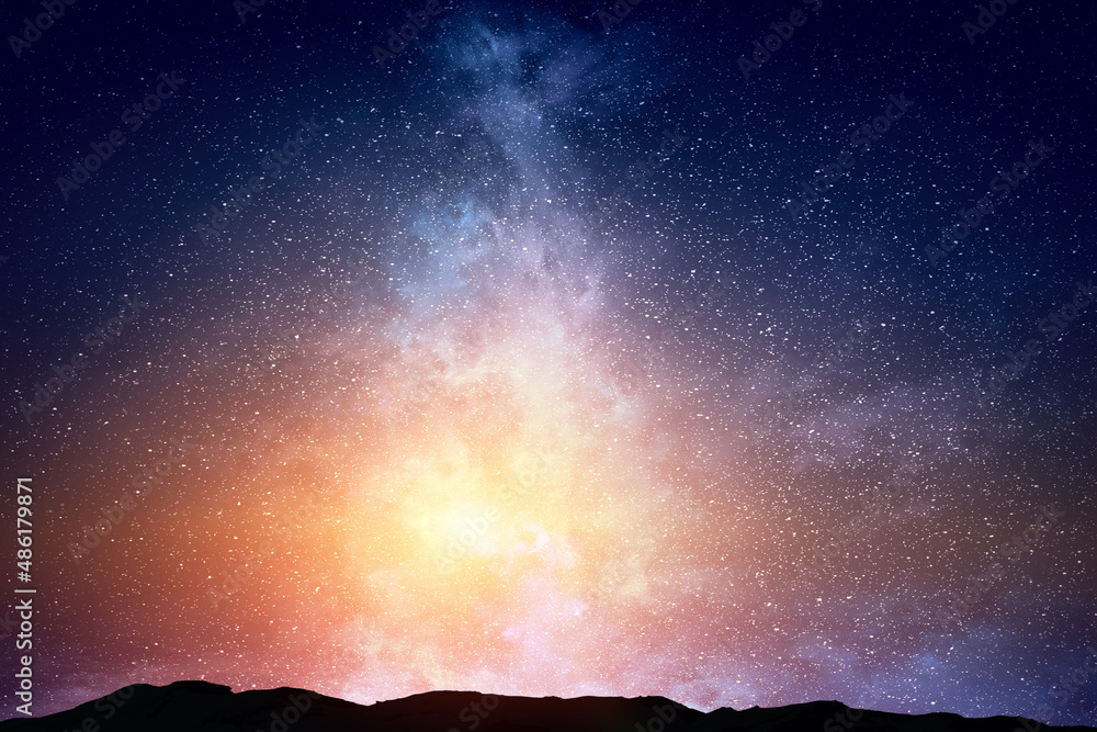 Poster image of outer space. . mixed media