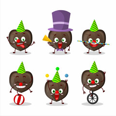 Cartoon character of love chocolate candy with various circus shows