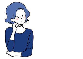 頬杖で考える女性