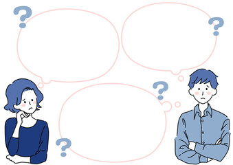 考える人々と吹き出し、コピースペース