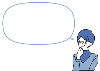 吹き出しと考える女性