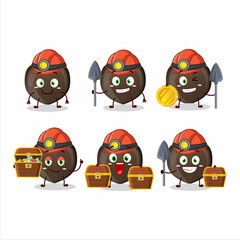 miners love chocolate candy cute mascot character wearing helmet