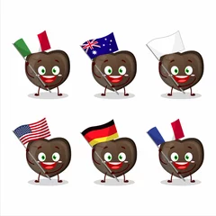 Fotobehang Love chocolate candy cartoon character bring the flags of various countries © kongvector