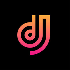 Creative Letter DJ monogram gradient logo template 