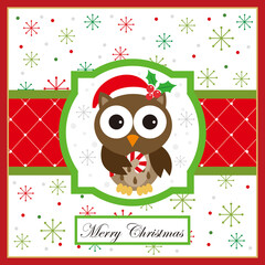 christmas card with owls