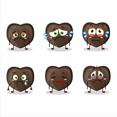 Love chocolate candy cartoon character with sad expression