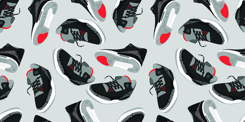 flat vector illustration design of retro sneakers pattern