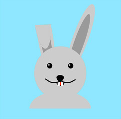cartoon rabbit in kawaii style isolated on a blue background