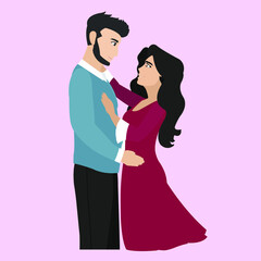 flat vector illustration design of a couple in love on valentine's day. can be use for printing media