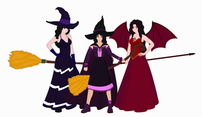 Obraz na płótnie Canvas flat vector illustration design of halloween witch