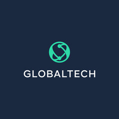 S letter and global tech simple logo design