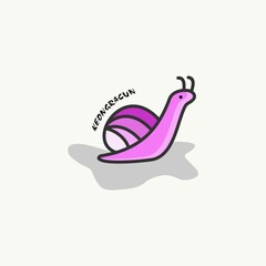 
Purple cartoon cute snail character. vector illustration