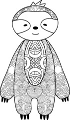 Sloth Mandala Vector And Coloring Page