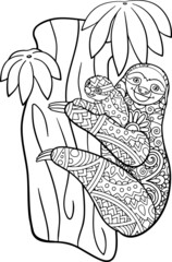 Sloth Mandala Vector And Coloring Page