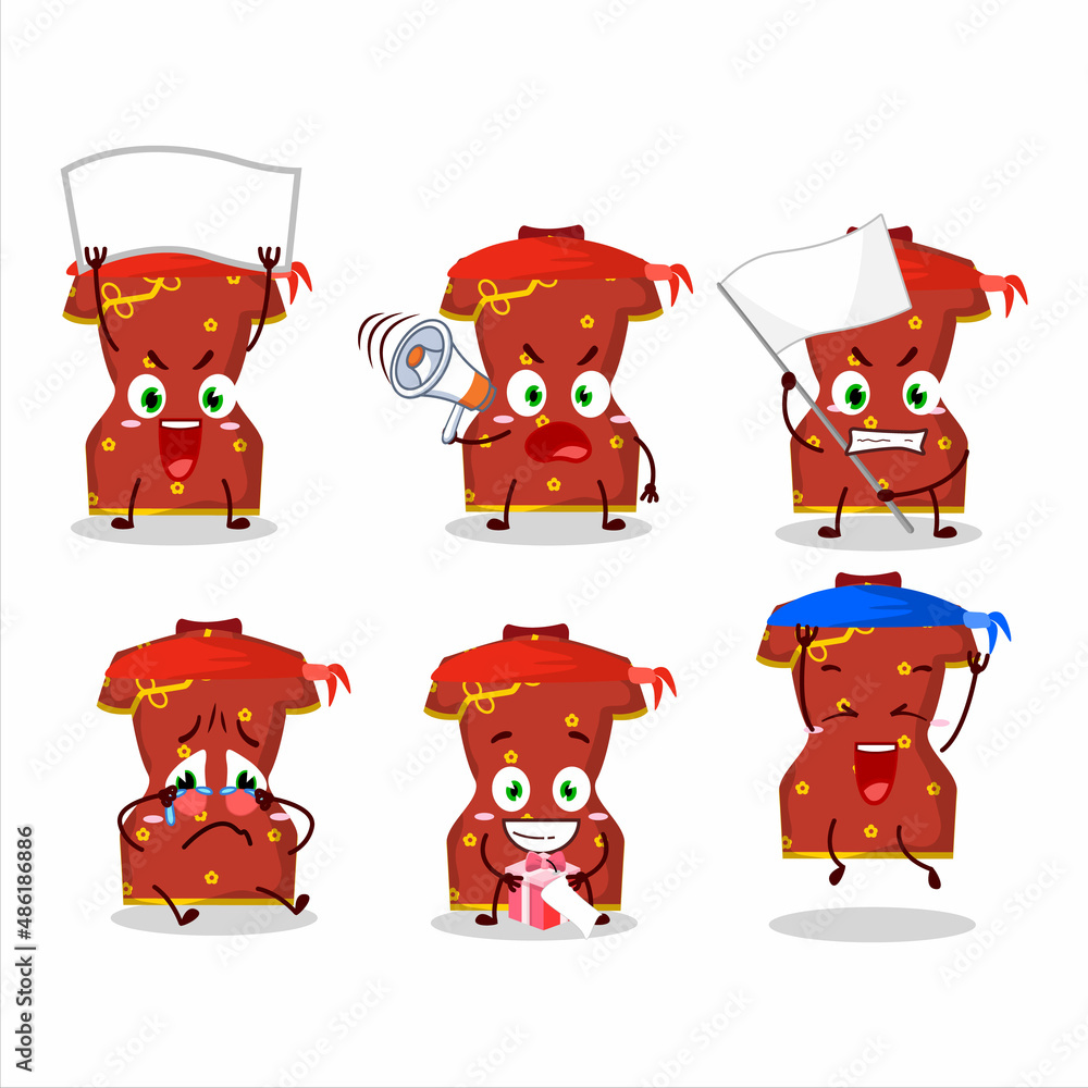 Canvas Prints mascot design style of red clothing of chinese woman character as an attractive supporter