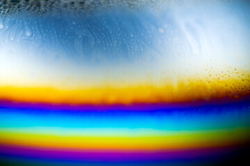 Detail of intense colors in micro universe, play of light and forms in study.