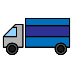 Freight car. Courier service delivery. Courier logo box delivery. Top view. Transport logo. Vector illustration. stock image. 