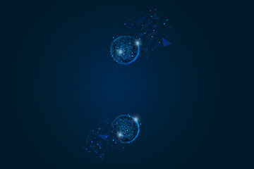 Abstract isolated blue image of a colon sign. Polygonal illustration looks like stars in the blask night sky in spase or flying glass shards. Digital design for website, web, internet. - obrazy, fototapety, plakaty