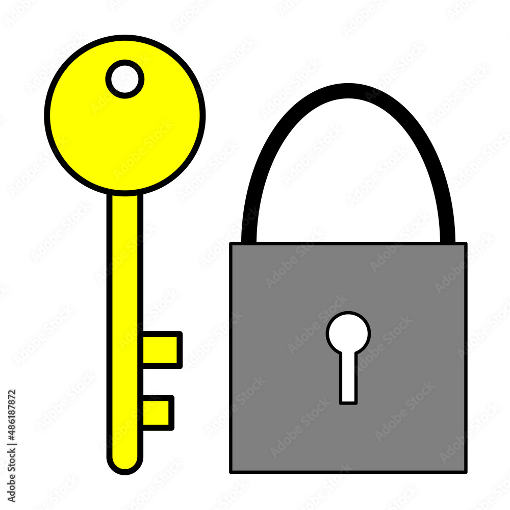 Poster modern realistic button with black lock key for web background design. business icon. vector illustr